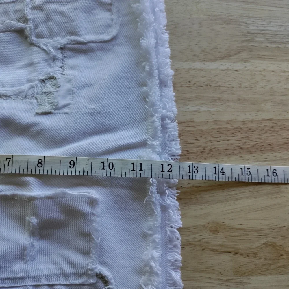 Ralph Lauren Girls White Denim Mini Skirt Size 14 Distressed‎ Frayed